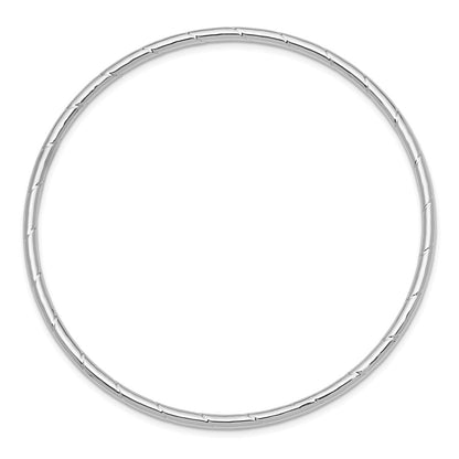 GB 14k White Gold Polished Grooved 2.50mm Slip-on Round Bangle Bracelet