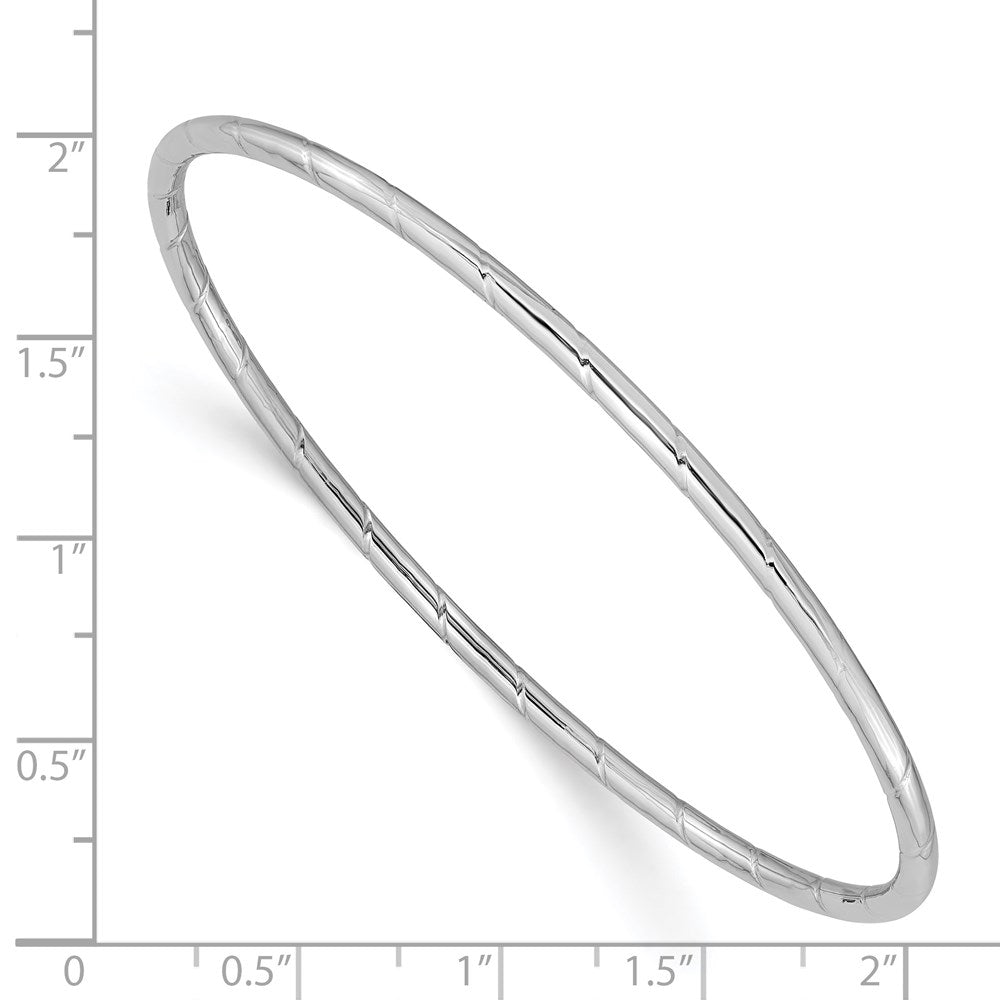 GB 14k White Gold Polished Grooved 2.50mm Slip-on Round Bangle Bracelet