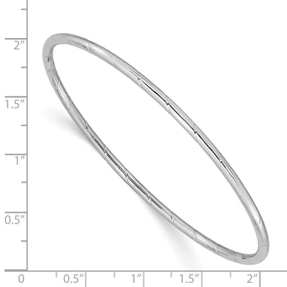 GB 14k White Gold Polished Grooved 2.50mm Slip-on Round Bangle Bracelet