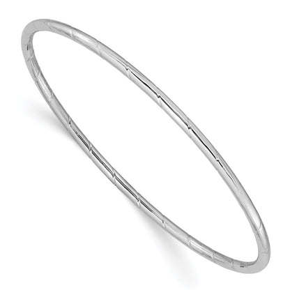 14k White Gold 2.5mm Grooved Slip-on Bangle