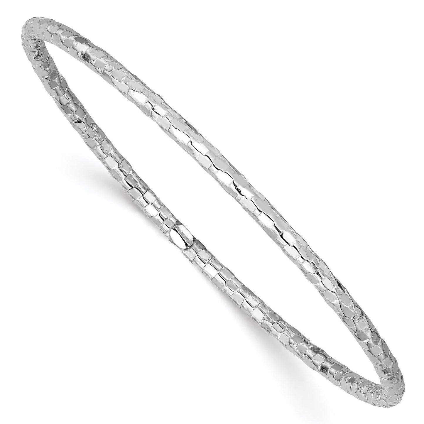 14k White Gold Textured Slip-on Bangle Bracelet