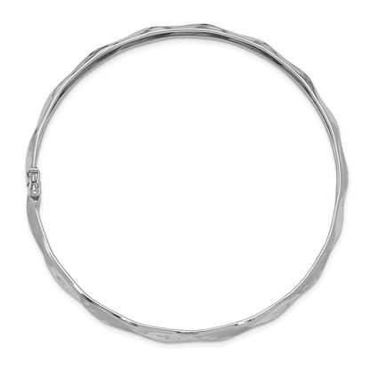 GB 14k White Gold Polished Twisted 5.00mm Flexible Round Bangle Bracelet