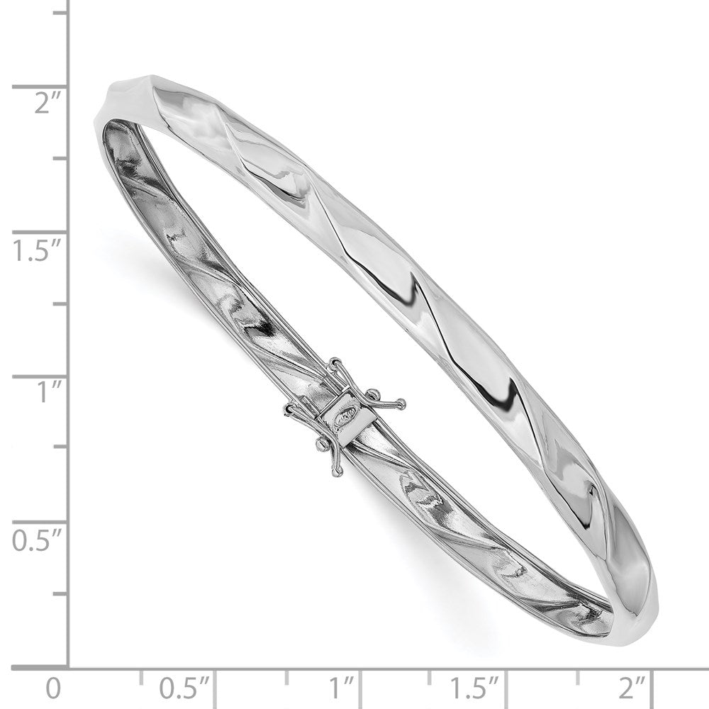 GB 14k White Gold Polished Twisted 5.00mm Flexible Round Bangle Bracelet
