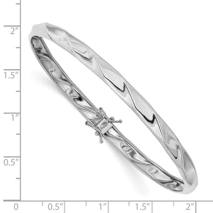 GB 14k White Gold Polished Twisted 5.00mm Flexible Round Bangle Bracelet