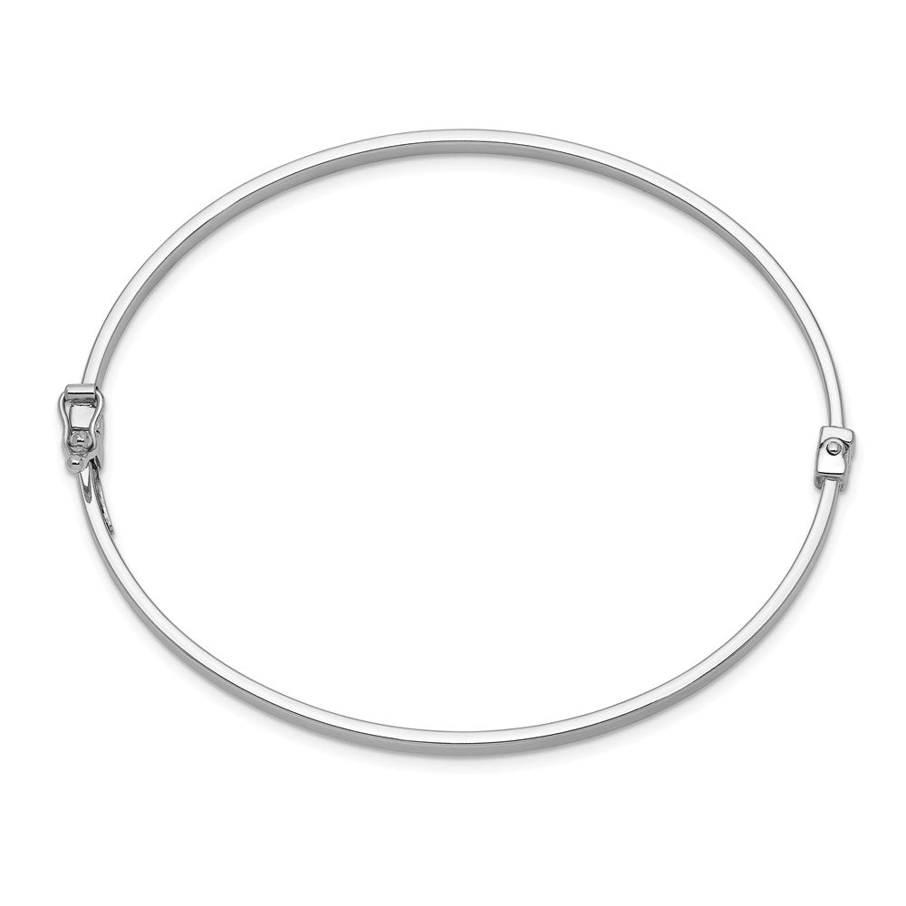 GB 14k White Gold Polished 3.00mm Hinged Oval Bangle Bracelet
