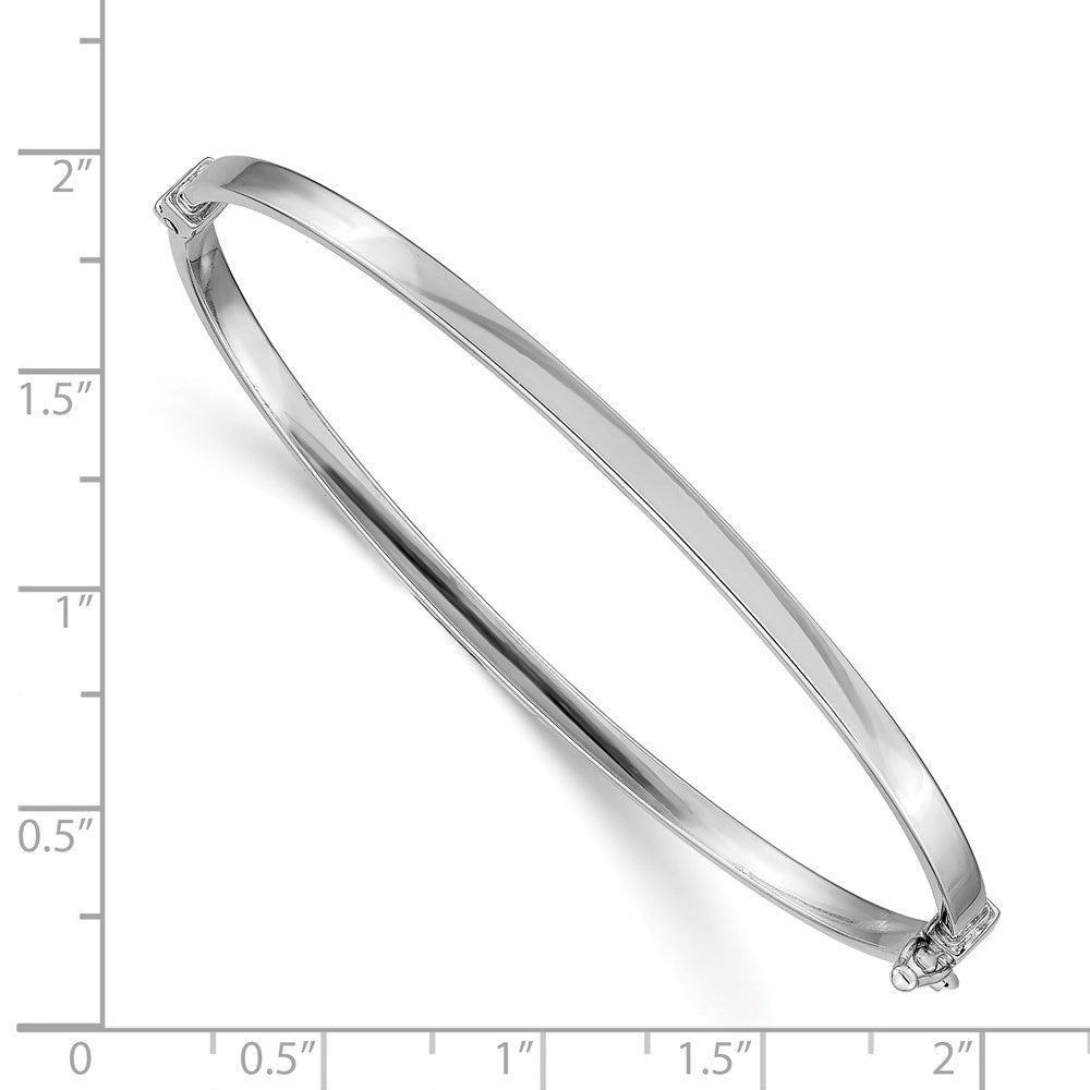 GB 14k White Gold Polished 3.00mm Hinged Oval Bangle Bracelet