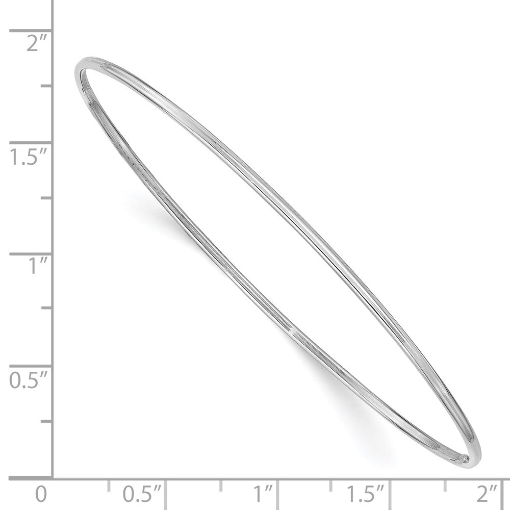 GB 14k White Gold Polished 1.50mm Slip-on Round Bangle Bracelet