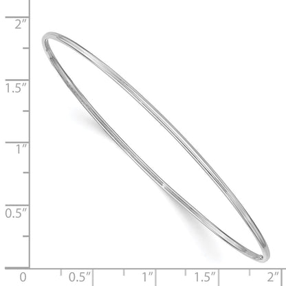 GB 14k White Gold Polished 1.50mm Slip-on Round Bangle Bracelet