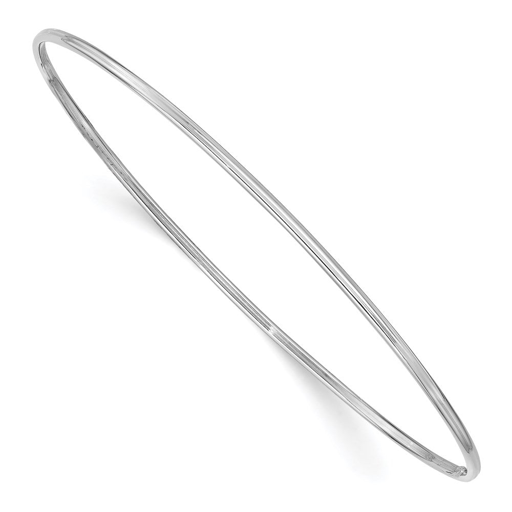 GB 14k White Gold Polished 1.50mm Slip-on Round Bangle Bracelet