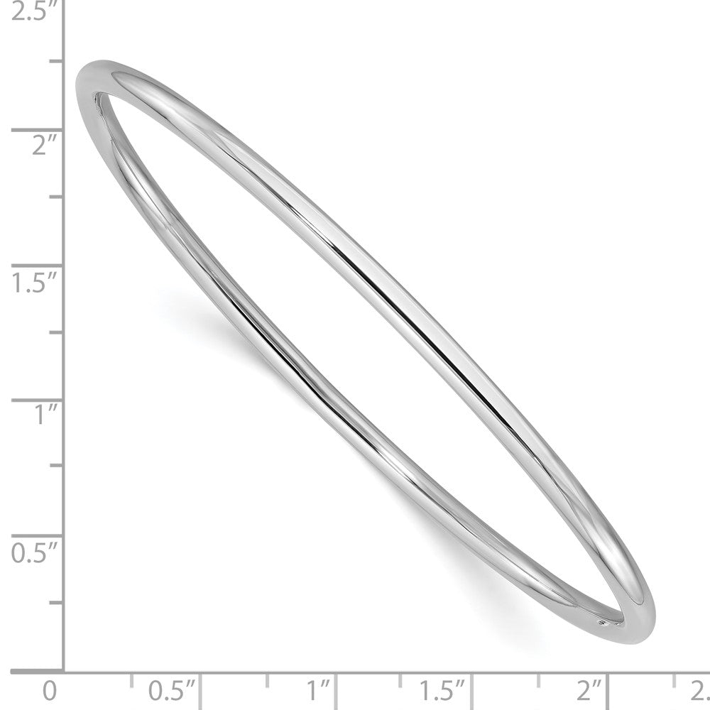 GB 14k White Gold Polished 3.00mm Slip-on Round Bangle Bracelet