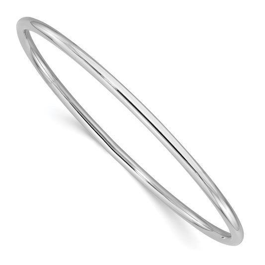 GB 14k White Gold Polished 3.00mm Slip-on Round Bangle Bracelet