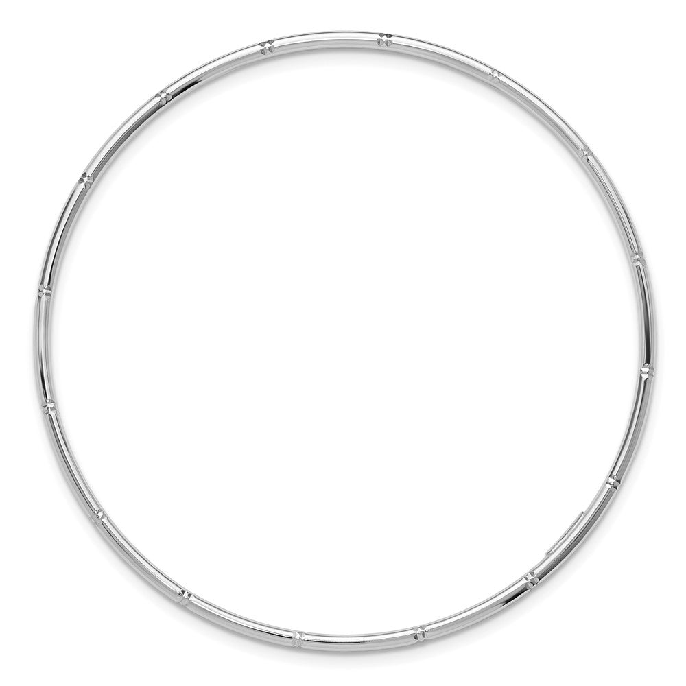 GB 14k White Gold Polished Diamond-cut 2.00mm Slip-on Round Bangle Bracelet