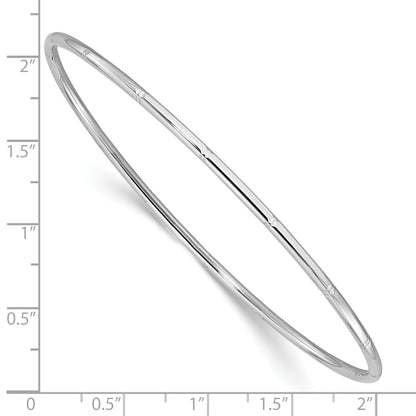 GB 14k White Gold Polished Diamond-cut 2.00mm Slip-on Round Bangle Bracelet