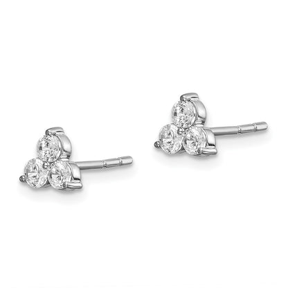 True Origin 14k White Gold 1/2 carat Lab Grown Diamond VS DEF Three Stone Post Stud Earrings