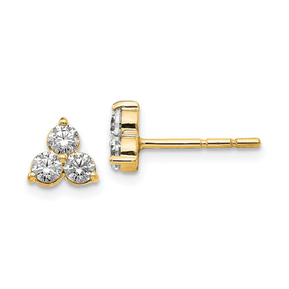 True Origin 14k 1/2 carat Lab Grown Diamond VS DEF Three Stone Post Stud Earrings