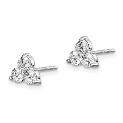 True Origin 14k White Gold 3/4 carat Lab Grown Diamond VS DEF Three Stone Post Stud Earrings