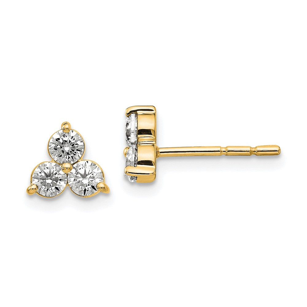 True Origin 14k 3/4 carat Lab Grown Diamond VS DEF Three Stone Post Stud Earrings