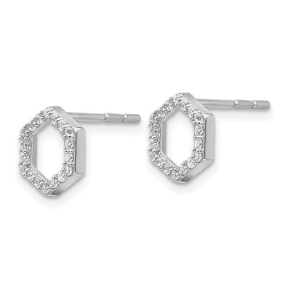 True Origin 14k White Gold 1/5 carat Lab Grown Diamond VS DEF Hexagon Post Earrings