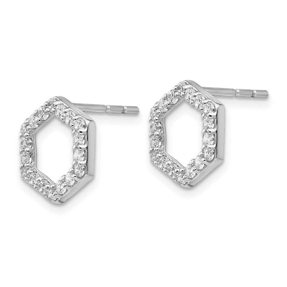 True Origin 14k White Gold 1/2 carat Lab Grown Diamond VS DEF Hexagon Post Earrings