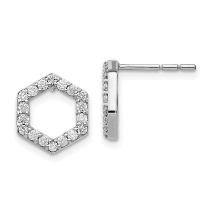 True Origin 14k White Gold 1/2 carat Lab Grown Diamond VS DEF Hexagon Post Earrings