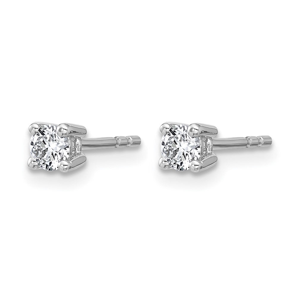 LGWE 14k White Gold 1/3 carat Lab Grown Diamond VS+ F+ Round Complete Four Prong Heavyweight Stud Earrings