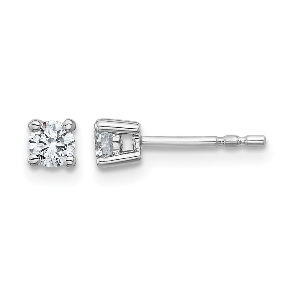 LGWE 14k White Gold 1/3 carat Lab Grown Diamond VS+ F+ Round Complete Four Prong Heavyweight Stud Earrings