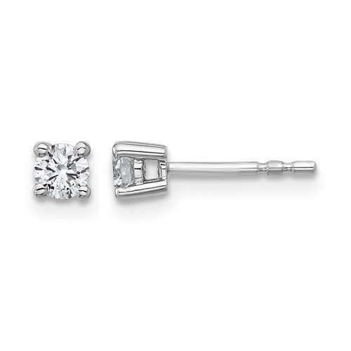 LGWE 14k White Gold 1/3 carat Lab Grown Diamond VS+ F+ Round Complete Four Prong Heavyweight Stud Earrings