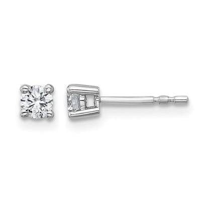 LGWE 14k White Gold 1/3 carat Lab Grown Diamond VS+ F+ Round Complete Four Prong Heavyweight Stud Earrings