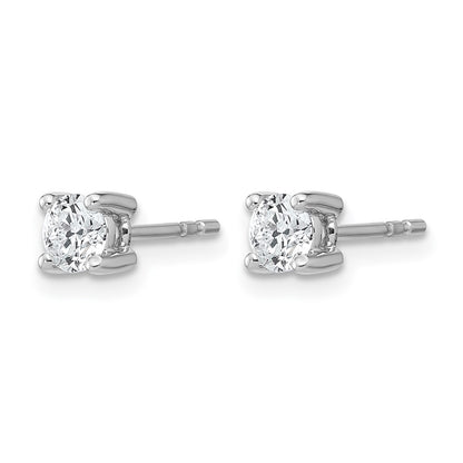 14k White Gold 1/2 carat Lab Grown Diamond VS+ F+ Round Complete Four Prong Heavyweight Stud Earrings