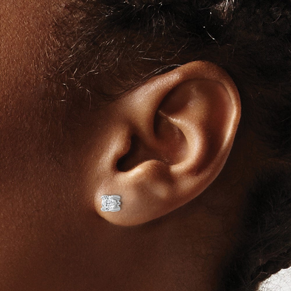14k White Gold 1/2 carat Lab Grown Diamond VS+ F+ Round Complete Four Prong Heavyweight Stud Earrings