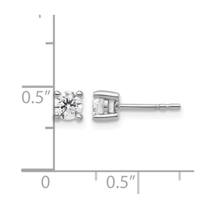 14k White Gold 1/2 carat Lab Grown Diamond VS+ F+ Round Complete Four Prong Heavyweight Stud Earrings