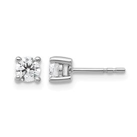 14k White Gold 1/2 carat Lab Grown Diamond VS+ F+ Round Complete Four Prong Heavyweight Stud Earrings
