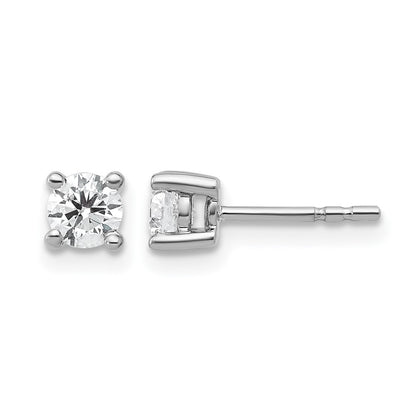 LGWE 14k White Gold 1/2 carat Certified Lab Grown Diamond VS+ F+ Round Complete Four Prong Heavyweight Stud Earrings