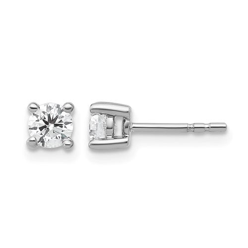 14k White Gold 1/2 carat Lab Grown Diamond VS+ F+ Round Complete Four Prong Heavyweight Stud Earrings