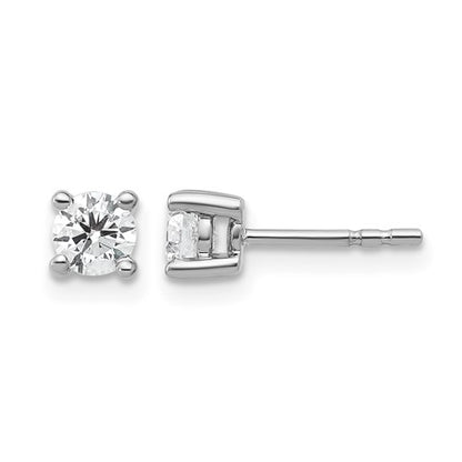 14k White Gold 1/2 carat Lab Grown Diamond VS+ F+ Round Complete Four Prong Heavyweight Stud Earrings
