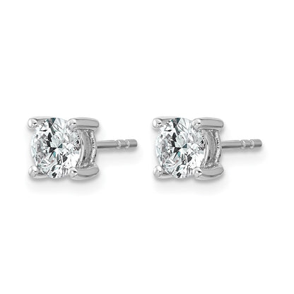 LGWE 14k White Gold 1 carat Lab Grown Diamond VS+ F+ Round Complete Four Prong Heavyweight Stud Earrings