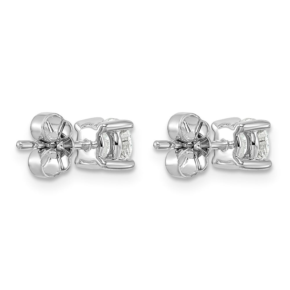 LGWE 14k White Gold 1 carat Lab Grown Diamond VS+ F+ Round Complete Four Prong Heavyweight Stud Earrings