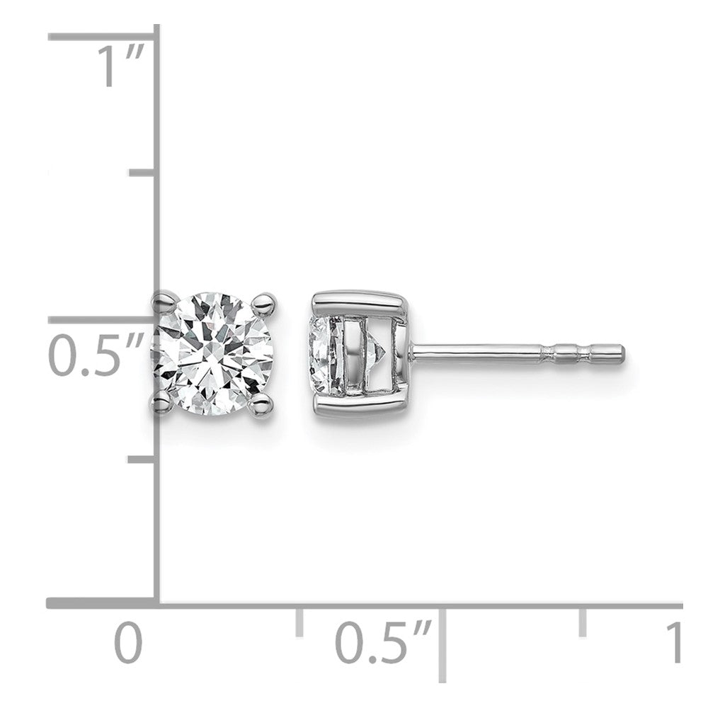 LGWE 14k White Gold 1 carat Lab Grown Diamond VS+ F+ Round Complete Four Prong Heavyweight Stud Earrings