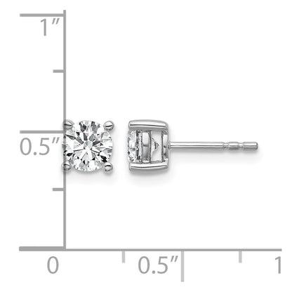 LGWE 14k White Gold 1 carat Lab Grown Diamond VS+ F+ Round Complete Four Prong Heavyweight Stud Earrings