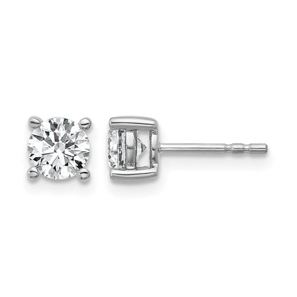 LGWE 14k White Gold 1 carat Lab Grown Diamond VS+ F+ Round Complete Four Prong Heavyweight Stud Earrings