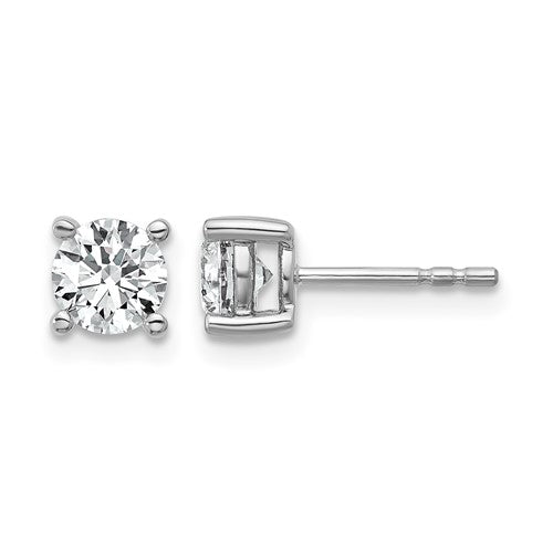 LGWE 14k White Gold 1 carat Lab Grown Diamond VS+ F+ Round Complete Four Prong Heavyweight Stud Earrings