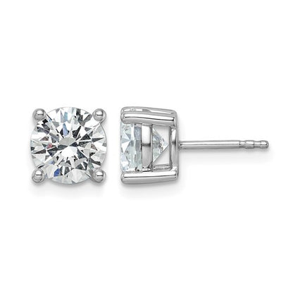 LGWE 14k White Gold 3 carat Lab Grown Diamond VS/SI+ G+ Round Complete Four Prong Heavyweight Stud Earrings