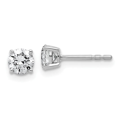 LGWE 14k White Gold 3/4 carat Lab Grown Diamond VS+ F+ Round Complete Four Prong Lightweight Stud Earrings