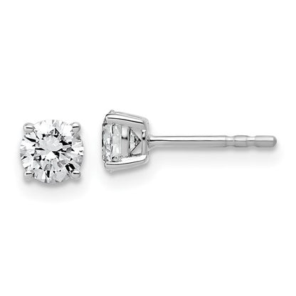 LGWE 14k White Gold 3/4 carat Lab Grown Diamond VS+ F+ Round Complete Four Prong Lightweight Stud Earrings