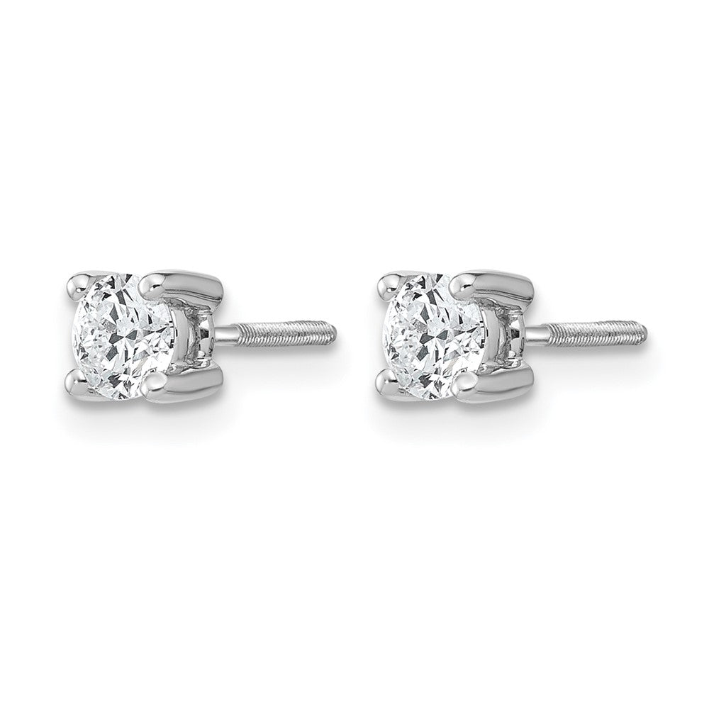 14k White Gold 1/2 carat Lab Grown Diamond VS/SI+ G+ Round Complete Four Prong Screwback Heavyweight Stud Earrings