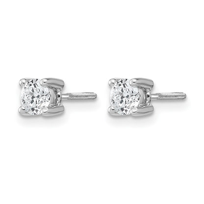 14k White Gold 1/2 carat Lab Grown Diamond VS/SI+ G+ Round Complete Four Prong Screwback Heavyweight Stud Earrings