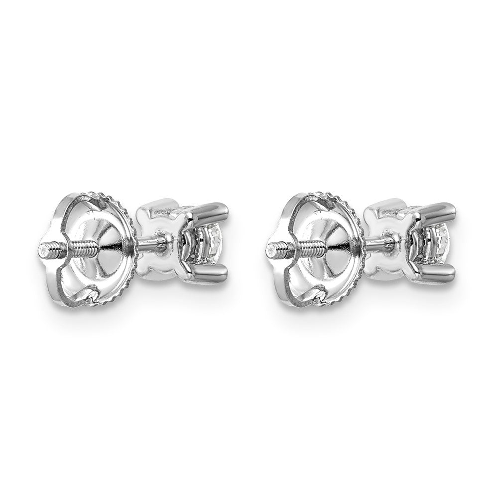 14k White Gold 1/2 carat Lab Grown Diamond VS/SI+ G+ Round Complete Four Prong Screwback Heavyweight Stud Earrings