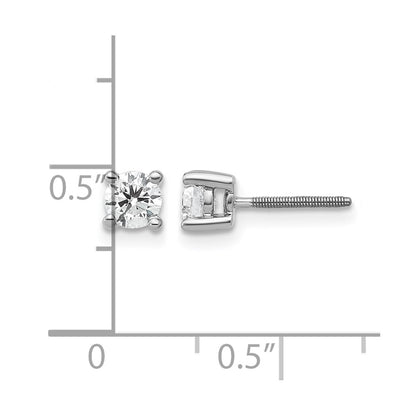 14k White Gold 1/2 carat Lab Grown Diamond VS/SI+ G+ Round Complete Four Prong Screwback Heavyweight Stud Earrings