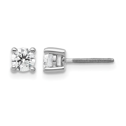 14k White Gold 1/2 carat Lab Grown Diamond VS/SI+ G+ Round Complete Four Prong Screwback Heavyweight Stud Earrings