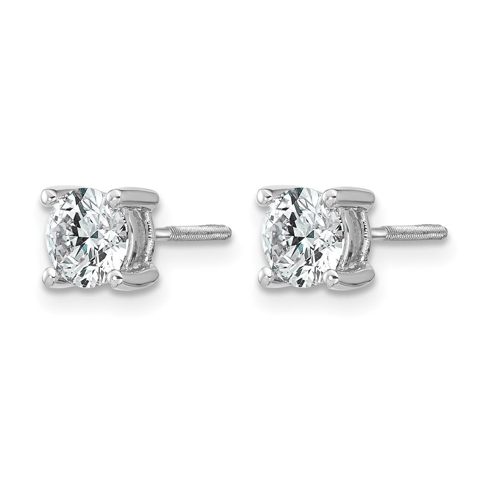 LGWE 14k White Gold 1 carat Lab Grown Diamond VS/SI+ G+ Round Complete Four Prong Screwback Heavyweight Stud Earrings
